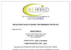 BBBEE Level 2 Certificate